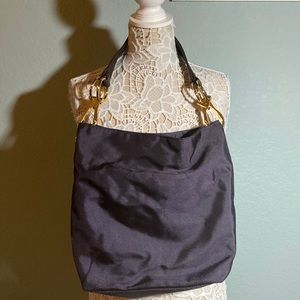 New JPK Paris 75 eggplant canvas purse with gold detail